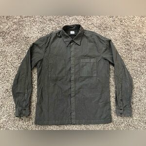 CP Company reverse pocket long sleeve cotton button up shirt grey large